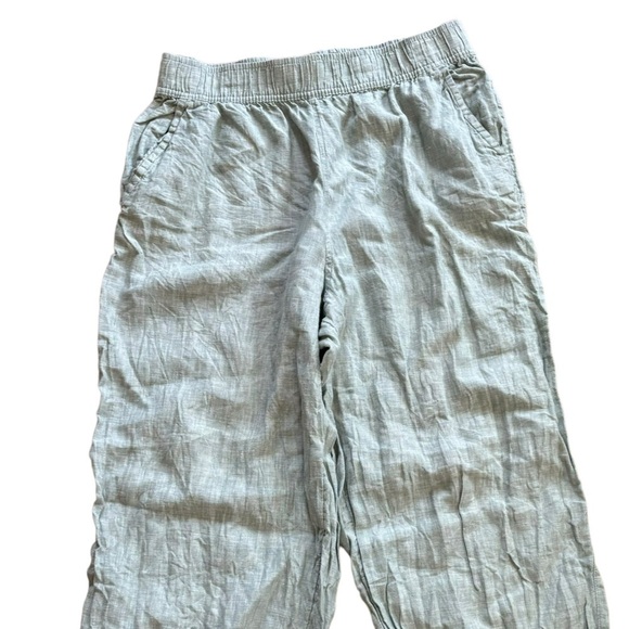 Tahari 100% Linen Light Green Cropped Women’s Pants Size Large Lagenlook Prarie - Picture 5 of 10
